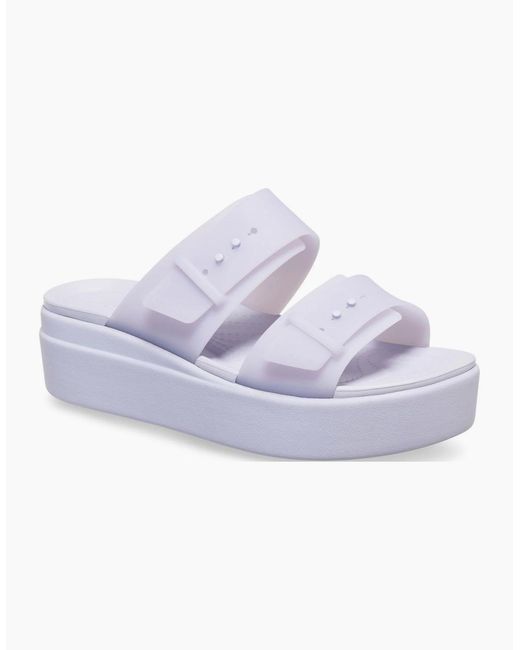 CROCSTM Blue Brooklyn Buckle Low Wedge Moon Sandals