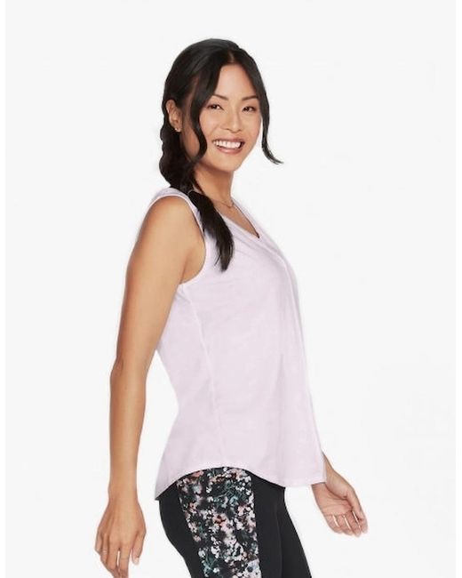 Skechers White W1Tt128/Prlv Diamond Wash Hatha V-Neck Tank Orchid Hush