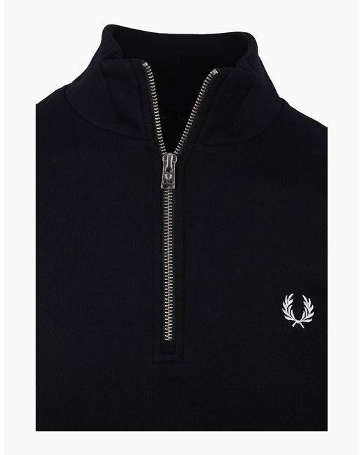 Fred Perry Blue Half Zip Sweatshirt for men