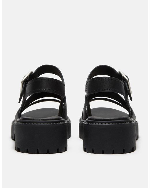 Timberland Black Stone Street Backstrap Full Grain Leather Sandals