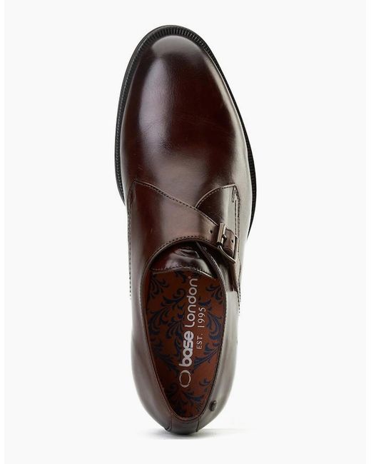 Base London Brown Faraday Single Monk Shoes for men