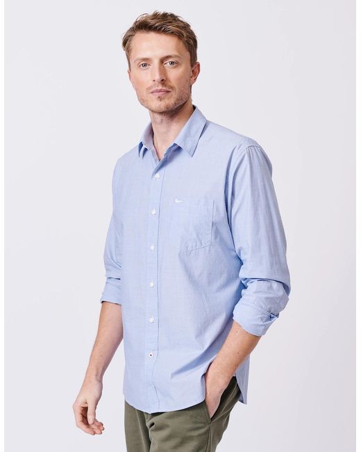aubi Blue Gladstone Poplin Shirt for men
