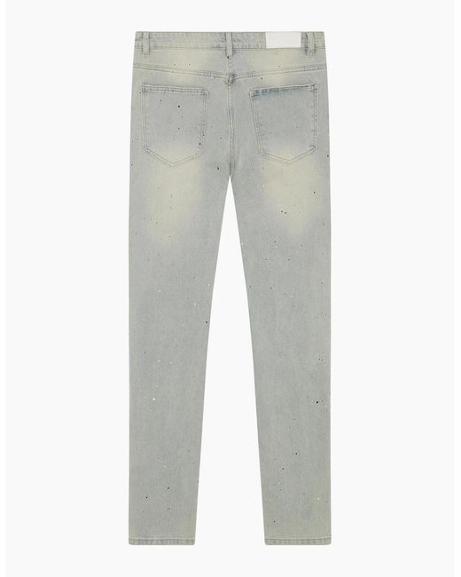 Magrit Gray Painted Slim Jeans for men