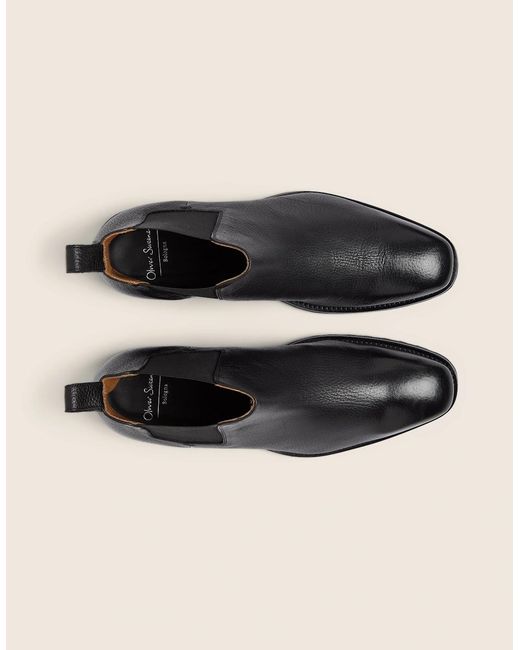 Oliver Sweeney Black Deer Leather Chelsea Boots for men