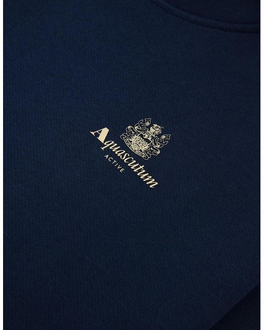 Aquascutum Blue Cc Shoulder Crewneck Fleece 11 for men