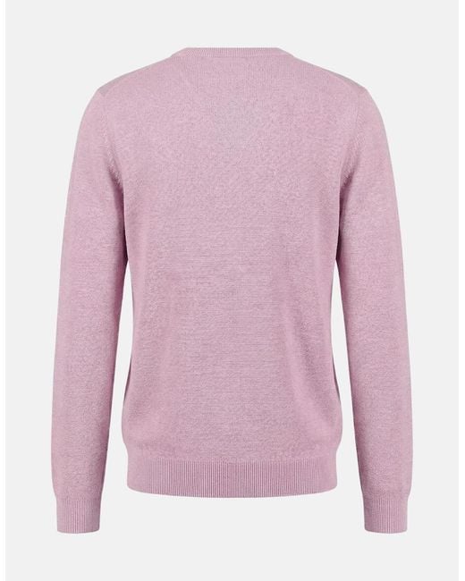 Fynch-Hatton Pink Fine Knit Air Cotton Crewneck Sweater Magnolia for men