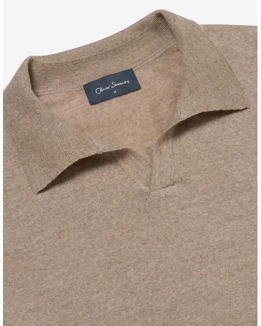 Oliver Sweeney Natural Merino Wool Buttonless Polo for men