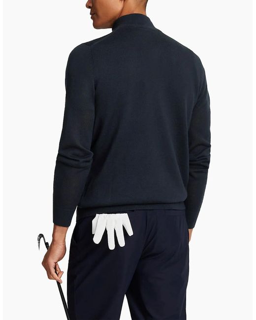 Lyle & Scott Blue Lyle & Scott Sweatshirt Quarter Zip Pullover Plain Jumper Casual Top for men