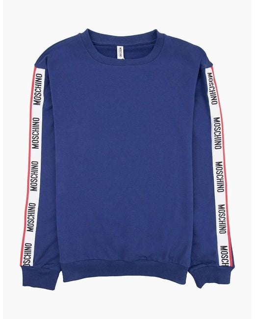 Moschino Blue Underwear Tape Logo Crew Neck Sweatshirt 0290 for men
