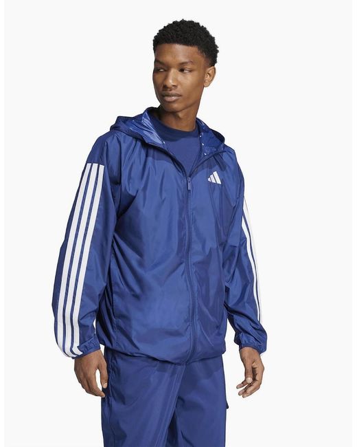 Adidas Blue 3-Stripes Windbreaker for men