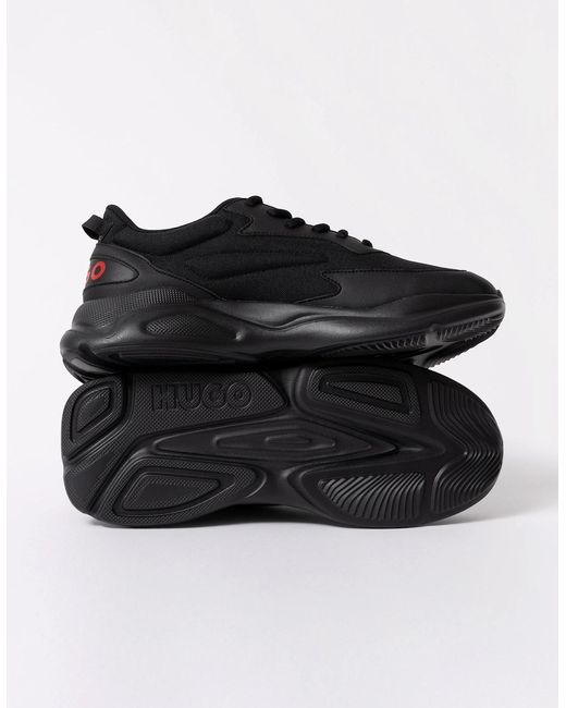 Boss Black Hugo Leon Logo-Counter Trainers With Canvas-Effect Fabric for men