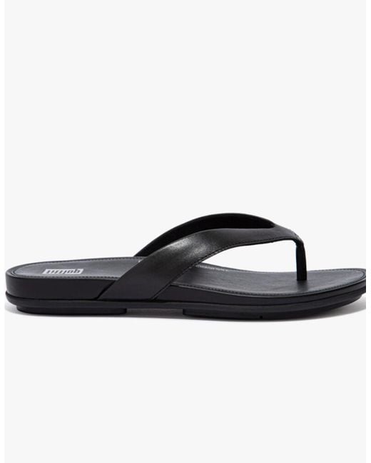 Fitflop Black Gracie Leather Flip Flops All