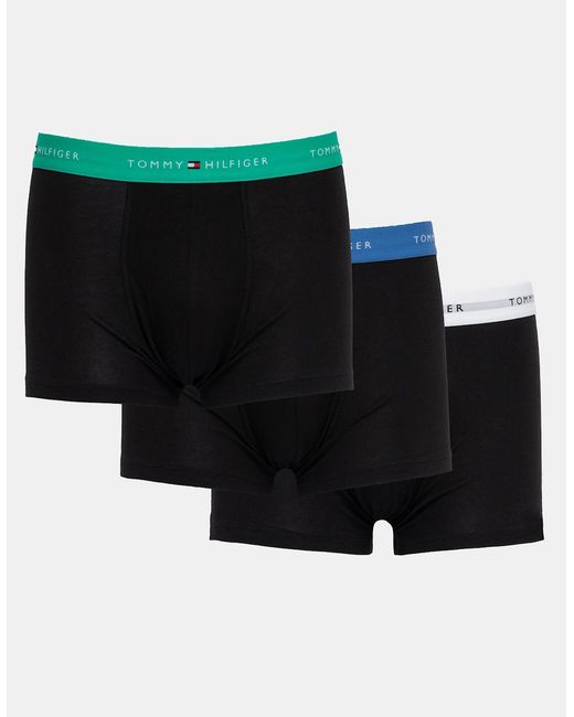 Tommy Hilfiger Black 3-Pack Logo Waistband Trunks for men