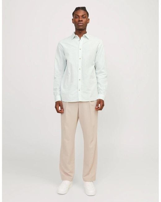 Jack & Jones White Regular Fit Long Sleeve Shirt for men