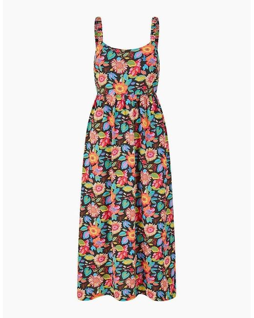 Yumi' White Retro Square Neck Midi A-Line Dress