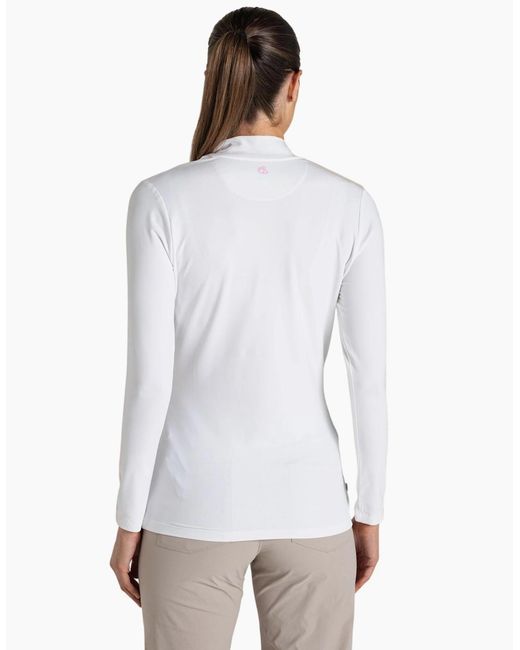 Craghoppers White Ladies Nosilife Mock Neck Long-Sleeved Golf T-Shirt