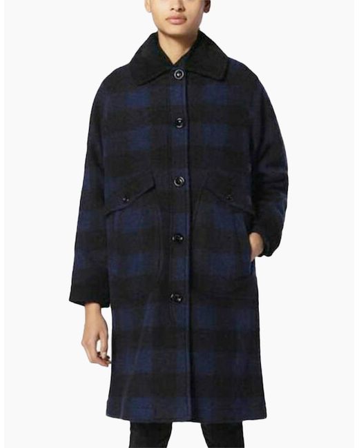 DIESEL Blue W-Dana Waistcoat Single Breasted Trench Xxs L Buffalo Check