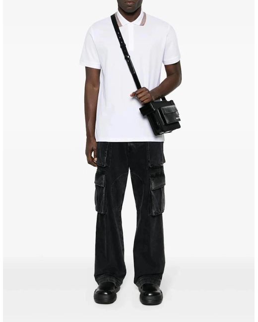 Burberry White 'Pierson' Tb Collar Polo-Shirt for men