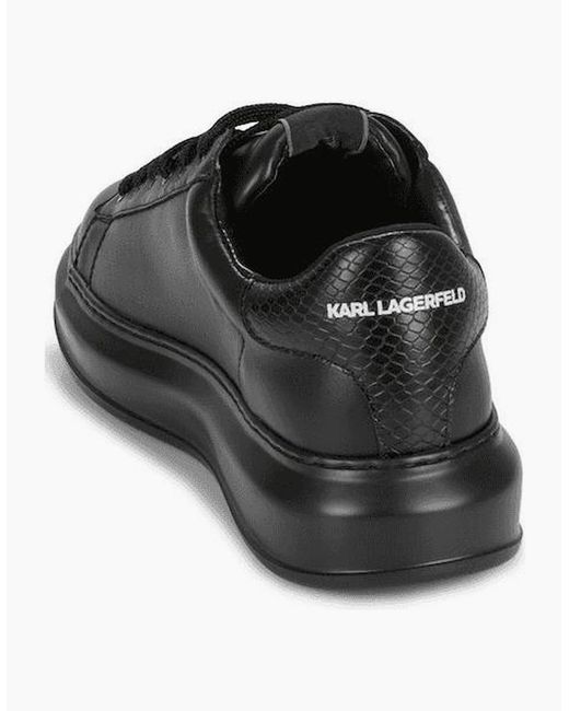 Karl Lagerfeld Black Python Tab Leather Sneaker Trainer for men