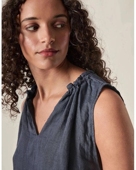 James Lakeland Blue Pure Linen Sleeveless Top
