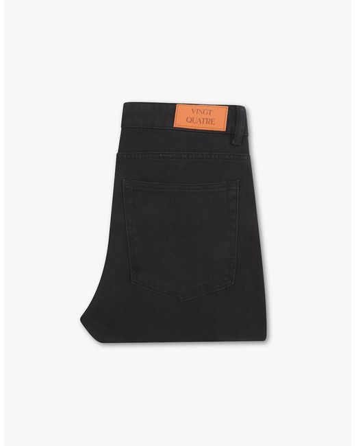Vingt Quatre Denim Black Vingt Quatre Taper Fit Washed Jeans for men