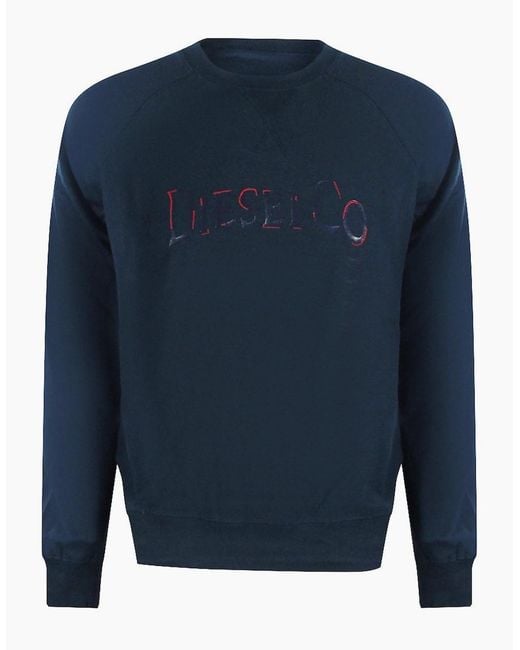 DIESEL Blue Distressed Logo Total Eclipse Sweatshirt for men