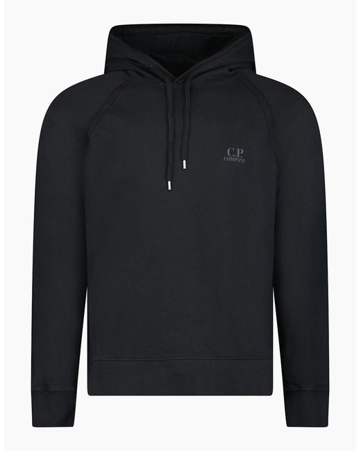 C P Company Blue Light Fleece Print Logo Hoodie for men