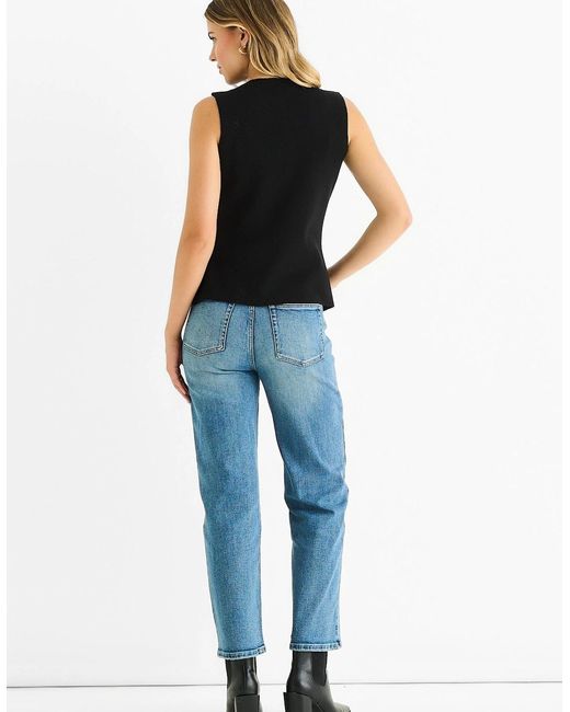 Gini London Blue Button Front Compact Knit Waistcoat