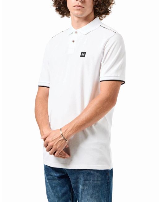 Weekend Offender White Sakai Polo Shirts Mid House Check Casual Golf Polo Tee Top for men