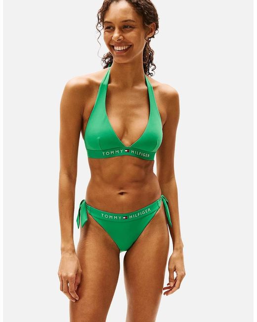 Tommy Hilfiger Green Th Original Halterneck Bikini Top, Radiant