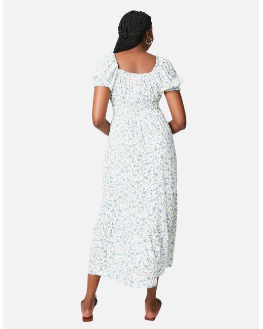 Dorothy Perkins White Ladies Ditsy Print Shirred Waist Midi Dress