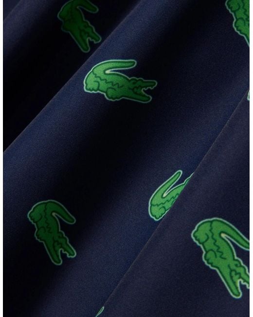 Lacoste Blue Mid Length Crocodile Print Swim Trunks for men