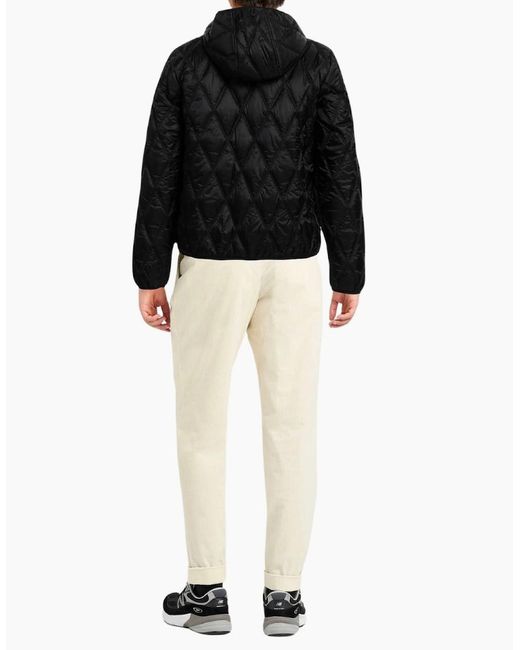 DIESEL Black Quilted Hooded Coat for men