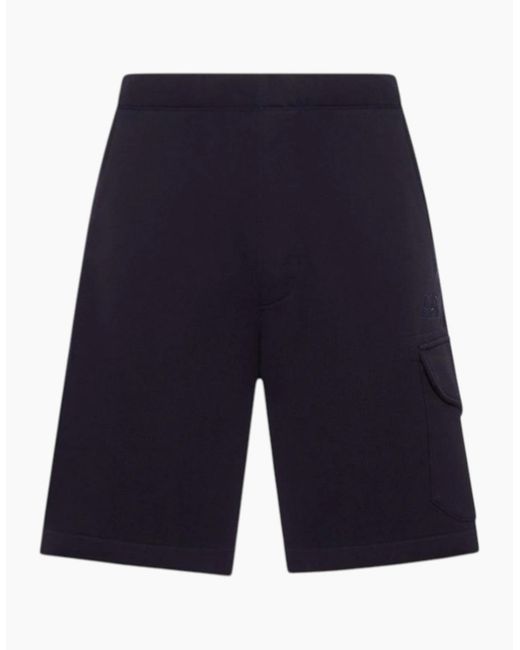 C P Company Blue C.P. Company Diagonal Raised Embroidered Logo Shorts for men