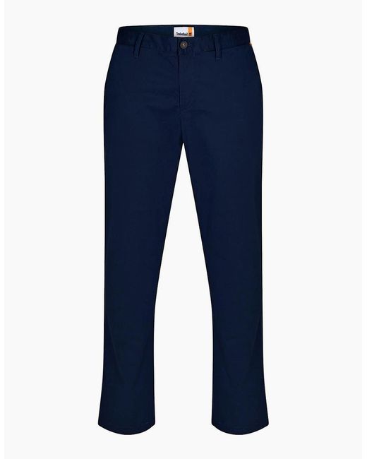 Timberland Blue Twill Solid Patterned Straight Chinos for men