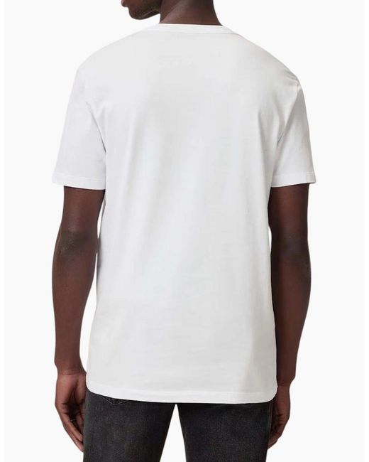 AllSaints White T Shirts Lycra Stretch Cotton Crew Neck Short Sleeve Summer Tee for men