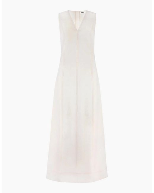 Ro&zo Brown Ecru V-Neck Denim Maxi Dress