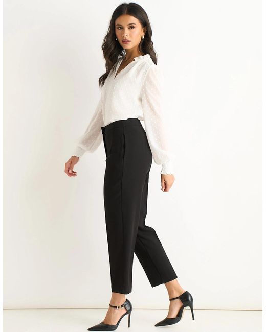 Gini London White Ankle Grazer Cigarette Tailored Trousers