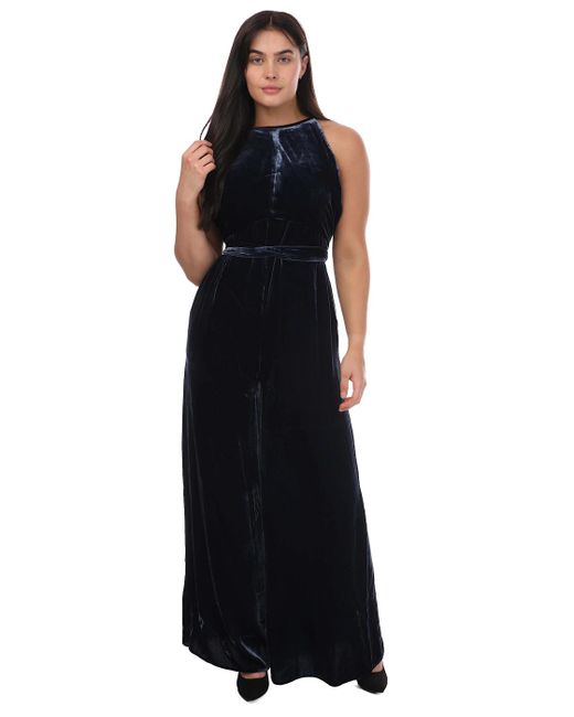 Ted Baker Black Libbiey Velvet Wrap Bodice Jumpsuit