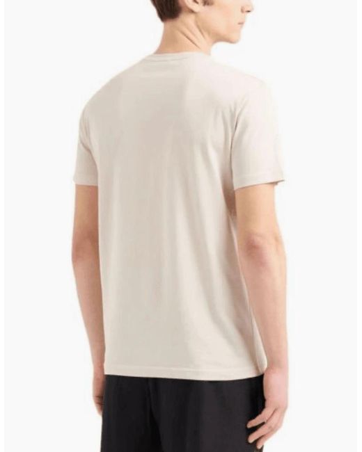 EA7 White Cotton Round Logo T-Shirt for men