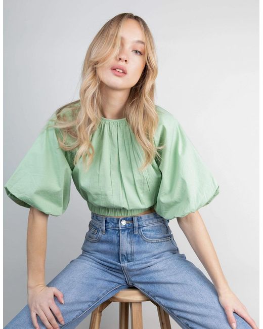 Pretty Lavish Green Ruby Puff Sleeve Blouse