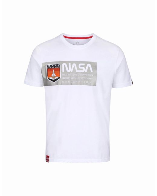Alpha Industries White Limited Edition Mars Reflective T-Shirt for men