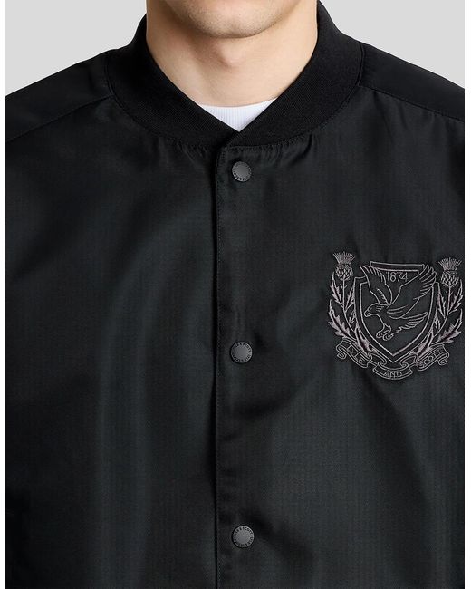 Lyle & Scott Gray Embroidered Crest Varsity Jacket for men