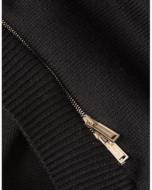 DSquared² Black Dsquared Zip Hem Knitted Jumper