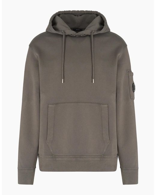 C P Company Gray Diagonal Fleece Hoodie for men