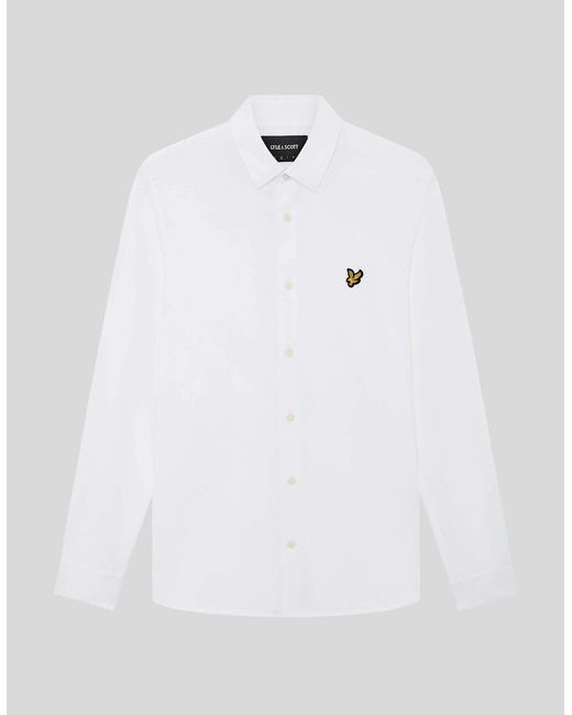 Lyle & Scott White Cotton Oxford Jersey Shirt for men