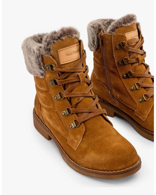 Hush Puppies Brown Florence Leather Ankle Boots Tan