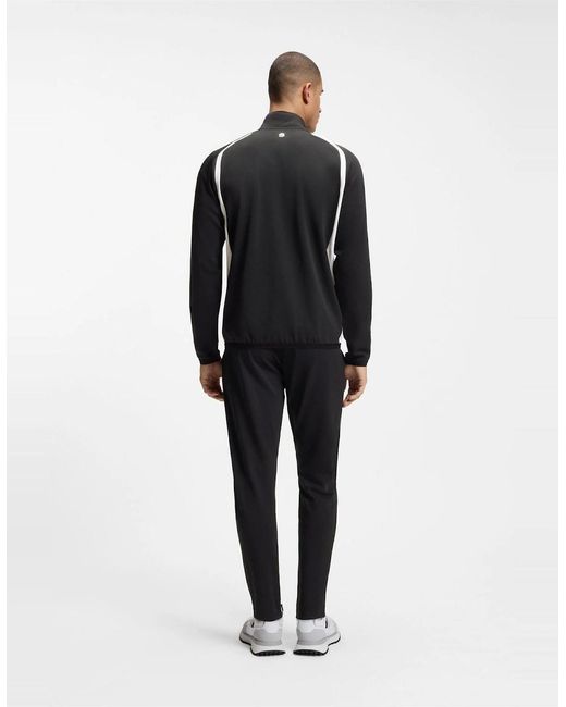 Boss Black Printed Logo Mock Neck Long Sleeve Sweatshirt for men