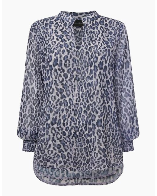 James Lakeland Gray Leopard Print Blouse