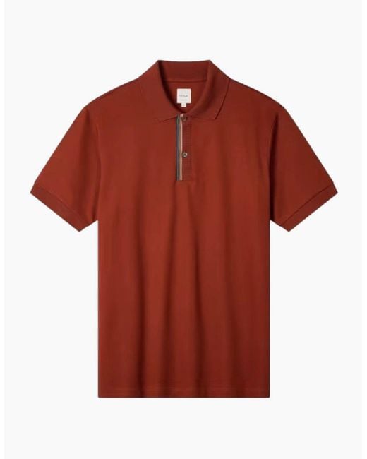 Paul Smith Red Signature Stripe Trim Polo Shirt 18 Ltrus for men